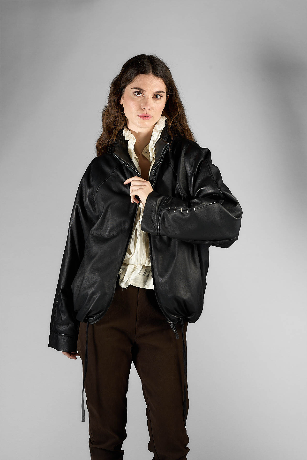 DANIELE BASTA LEATHER AND SILVER JACKET